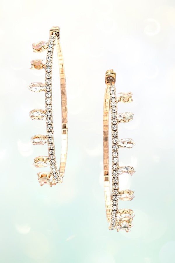 SPIKE CRYSTAL GEM HOOP EARRING