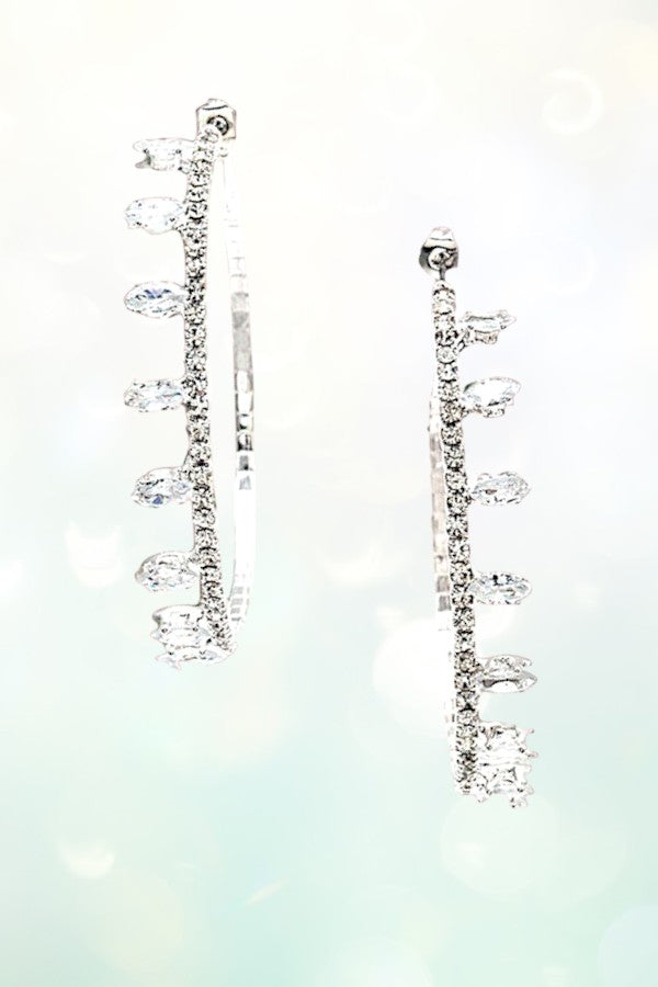SPIKE CRYSTAL GEM HOOP EARRING