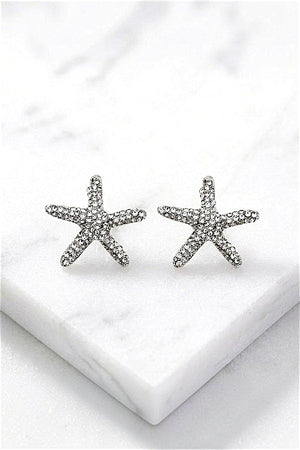 RHINESTONE PAVE STARFISH POST EARRING