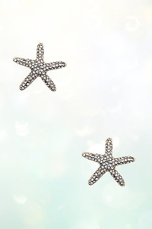 RHINESTONE PAVE STARFISH POST EARRING