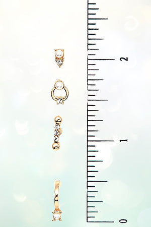 PEARL AND GEM ACCENT STUD POST EARRING SET