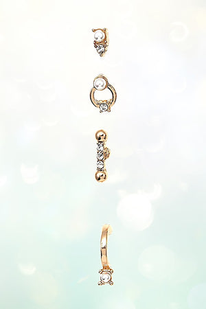 PEARL AND GEM ACCENT STUD POST EARRING SET