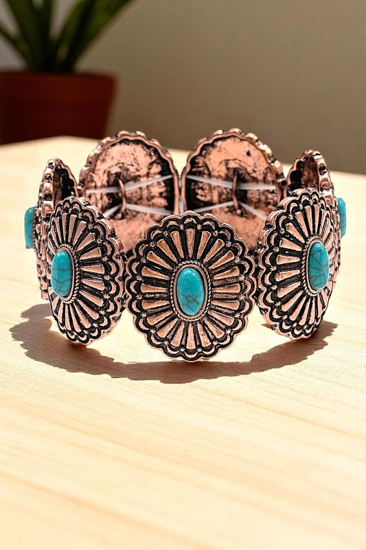 LINE ETCHED TQ GEM STRETCH BRACELET