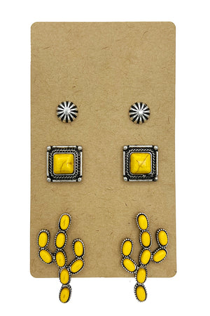 Cactus Mix Post Earring Set