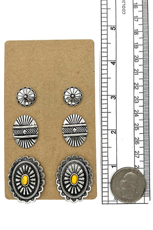 Concho Detail Mix Post Earring Set