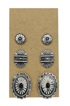 Concho Detail Mix Post Earring Set