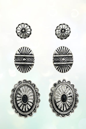CONCHO DETAIL MIX POST EARRING SET