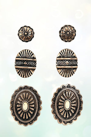 CONCHO DETAIL MIX POST EARRING SET