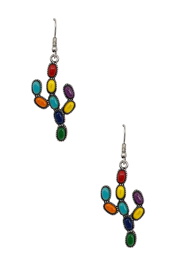 Gem Cactus Dangle Earring