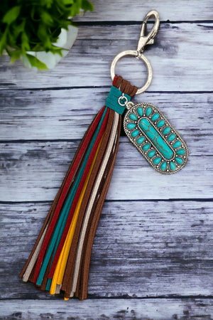 Multi Color Tassel Gem Charm Keychain