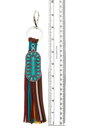 Multi Color Tassel Gem Charm Keychain