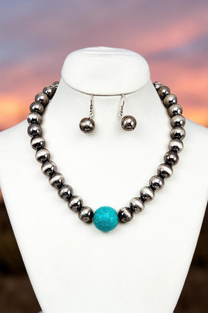 TQ GEM BALL BEADED NECKLACE AND EARRING SET
