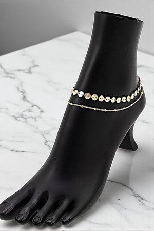 DISK LINK CHAIN BEAD ANKLET