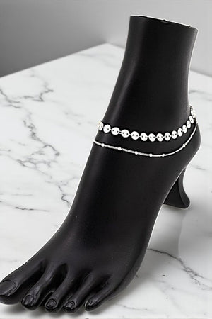 DISK LINK CHAIN BEAD ANKLET