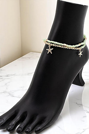STARFISH DANGLE BEADED ANKLET SET