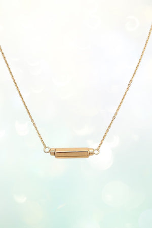 BAR PENDANT NECKLACE AND BALL BEAD POST EARRING SET
