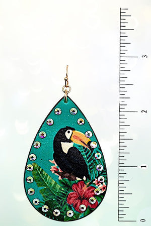 PARROT PRINT TEARDROP DANGLE EARRING
