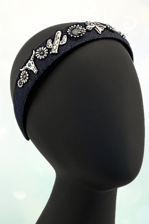 WESTERN THEME DENIM HEADBAND