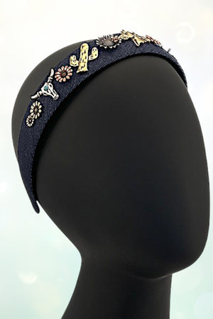 WESTERN THEME DENIM HEADBAND