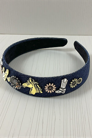 WESTERN THEME DENIM HEADBAND
