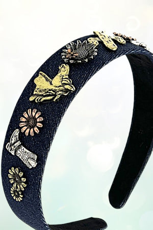 WESTERN THEME DENIM HEADBAND