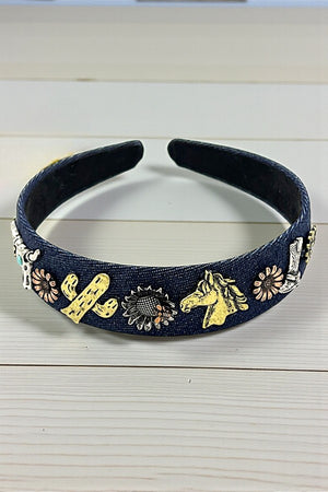 WESTERN THEME DENIM HEADBAND