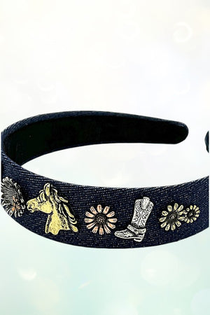 WESTERN THEME DENIM HEADBAND