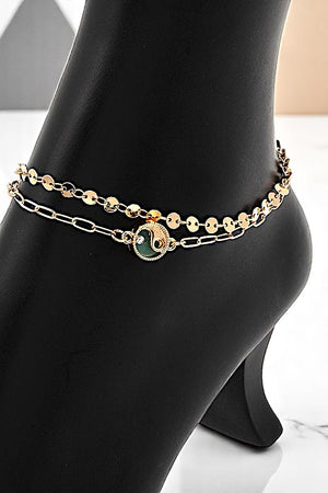 ROUND SEMI PRECIOUS STONE ANKLET SET