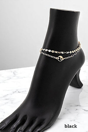 ROUND SEMI PRECIOUS STONE ANKLET SET