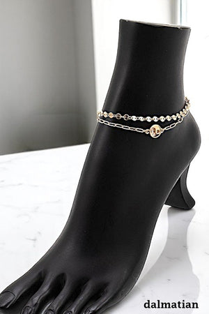 ROUND SEMI PRECIOUS STONE ANKLET SET