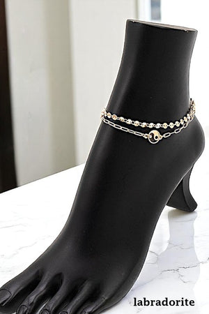 ROUND SEMI PRECIOUS STONE ANKLET SET