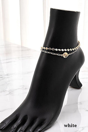 ROUND SEMI PRECIOUS STONE ANKLET SET