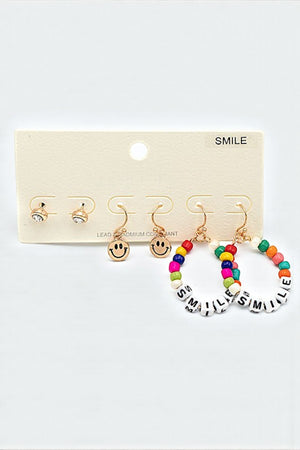 SMILE BEADED MIX EARRING SET