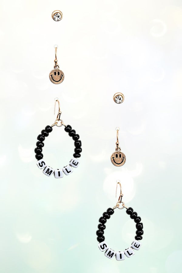 SMILE BEADED MIX EARRING SET