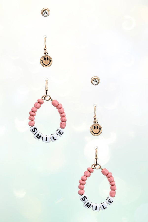 SMILE BEADED MIX EARRING SET