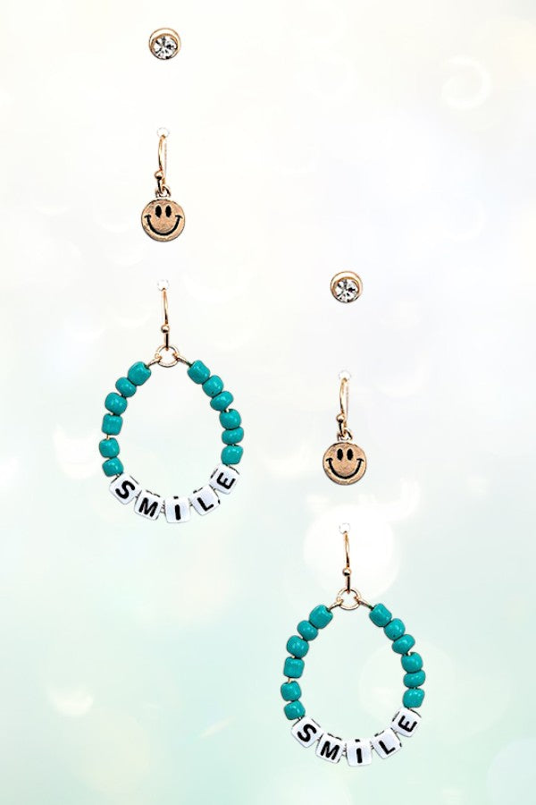 SMILE BEADED MIX EARRING SET