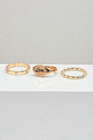 LOVE ETCHED STACKABLE RING SET