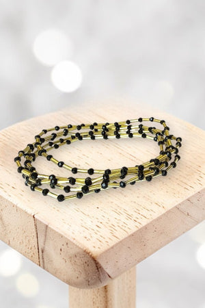 FACETED GLASS BEAD MULTI STRAND STRETCH BRACELET