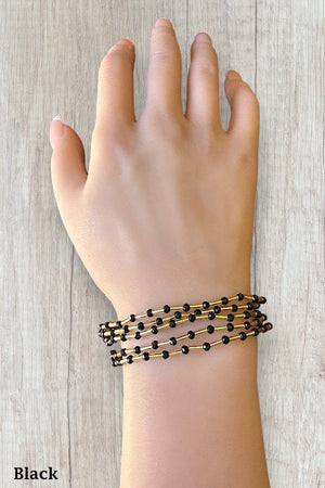 FACETED GLASS BEAD MULTI STRAND STRETCH BRACELET