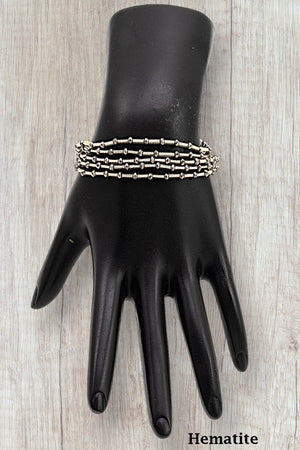 FACETED GLASS BEAD MULTI STRAND STRETCH BRACELET