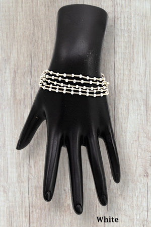FACETED GLASS BEAD MULTI STRAND STRETCH BRACELET