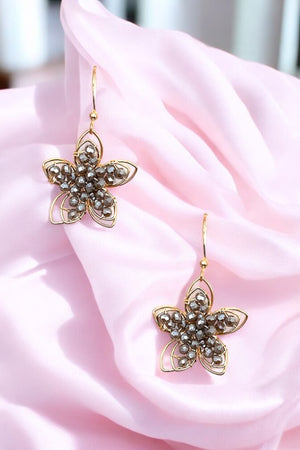 GLASS BEAD WOVEN FLORAL EARRING