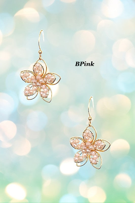 GLASS BEAD WOVEN FLORAL EARRING