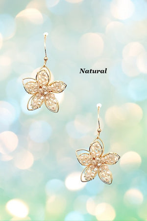 GLASS BEAD WOVEN FLORAL EARRING