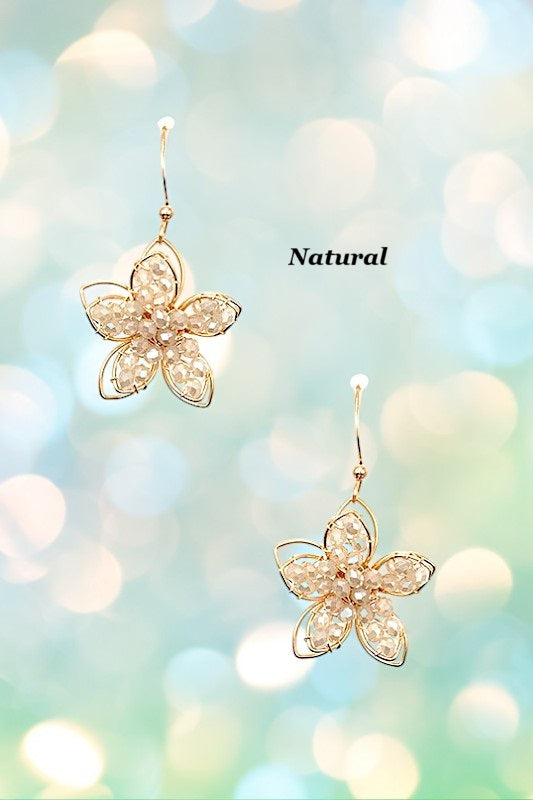 GLASS BEAD WOVEN FLORAL EARRING