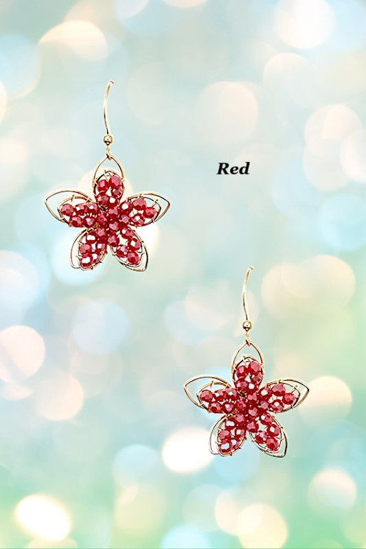 GLASS BEAD WOVEN FLORAL EARRING