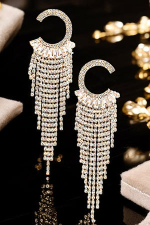 FRINGE RHINESTONE PAVE EVENING EARRING