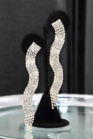 RHINESTONE PAVE WAVY DROP EARRING