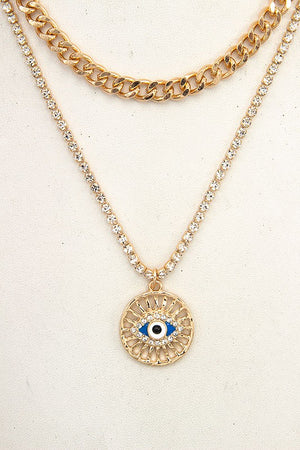 Evil Eye Layered Chain Necklace Set