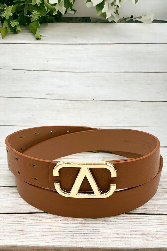 Faux Leather V Buckle Fashion Belt